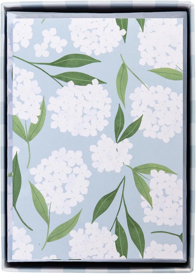 Graphique White Hydrangeas Boxed Cards Set, Pack of 16, Blank Inside, All Occasion Greetings, 3.25" x 4.75"
