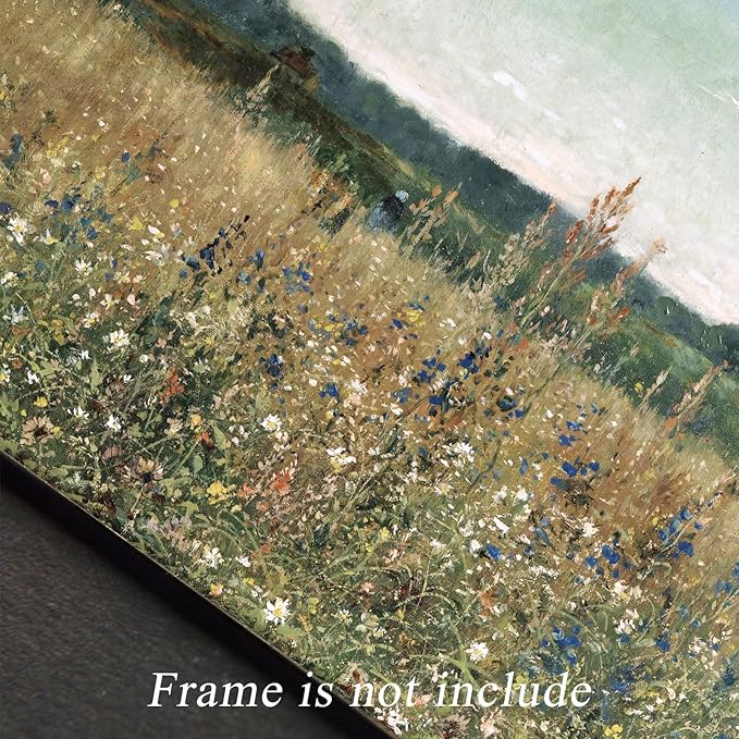 uniro Vintage Wall Art, Classical Wildflower Field Wall Painting Canvas Oil Prints for Wall Decor7 Farmhouse Wall Art Vintage Landscape Art Pictures for Bathroom Kitchen Decor(8" x 10"-UNFRAMED)
