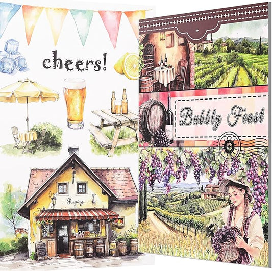 Bubble Feast Scrapbook Stickers, 20 Sheets Journaling Sticker, Junk Journal Supplies, Pre-Cut Aesthetic Scrapbooking for Adults, Decorative Ephemera Bullet Planner DIY Arts Craft Collage