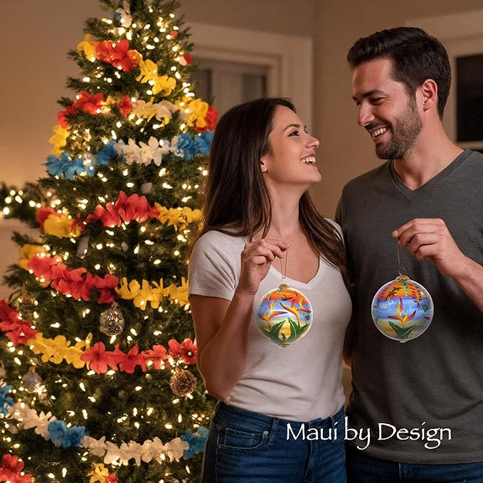 Collectible Hand Painted Maui Sunset Ornament Collectible with Gift Box SUH/M
