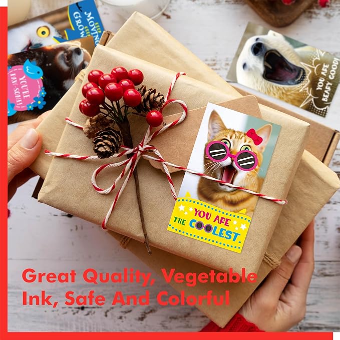 Gethelud 200 PCS Fun Animal Motivational Cards, 60 Designs Encouragement Inspirational Cards Funny Note Card, Positive Affirmation Card for Students Adults Kids (2” x 3.5”)