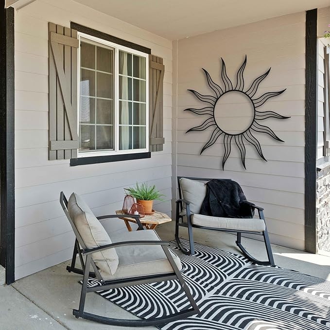 Minimalist Sun Metal Wall Art, Wacky Sun Decor, Patio And Garden Decoration, Modern Boho Wall Art for Living Room or Bedroom, Comtemporary & Unique Home Gift