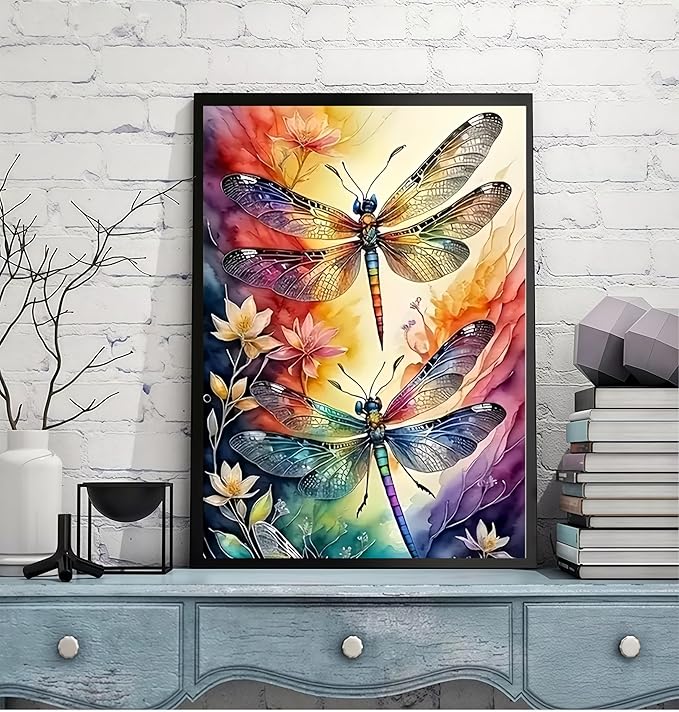 Dragonfly 5D DIY Diamond Painting Kits for Adults, Diamond Art Kits for Beginners, Full Drill Dot Painting Gem Art Kits for Home Wall Decor11.8 x15.7 Inch