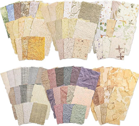 168 Pcs Textured Vintage Scrapbook Paper, 6 Themes Scrapbook Journaling Supplies, Embossed Designs Scrapbooking Kit Decorative Paper for Junk Journals, Card Making, Collage Art, Retro Crafts