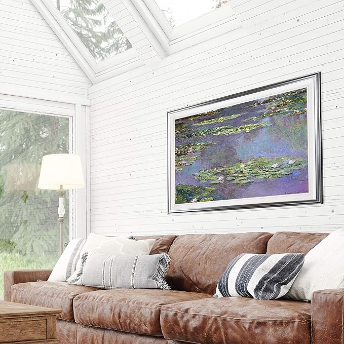 Water Lilies, 1905 01 By Claude Monet Fine Giclee Prints Wall Art In Premium Quality Framed Ready to Hang Silver Frame