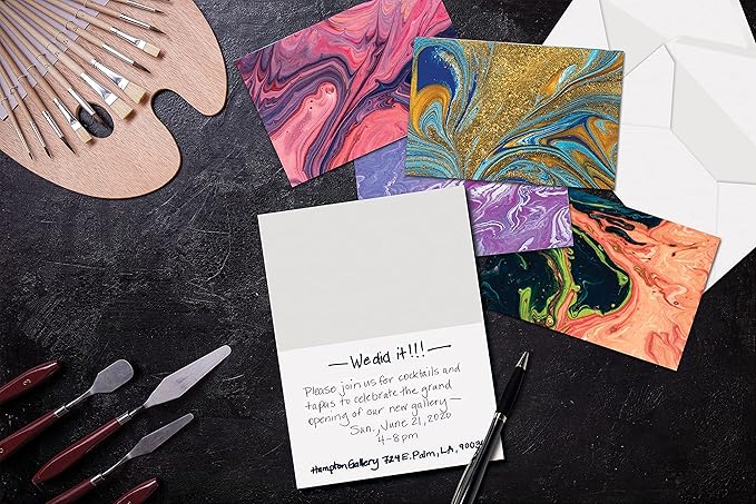 Better Office Products 100-Pack All Occasion Greeting Cards, Assorted Blank Note Cards, 4 x 6 inch, 5 Abstract Art Designs, Blank Inside, with Envelopes, 100 Pack