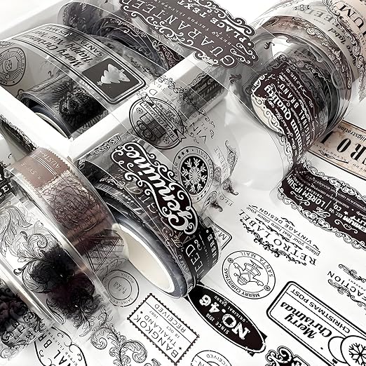 8 Rolls Washi Tape Set, Galaxy Purple Washi Tape Decorative Masking Tape with Gold Foil for DIY, Bullet Journal, Scrapbook, Arts and Crafts, Gift Wrapping (8 Pieces/Badge Print)
