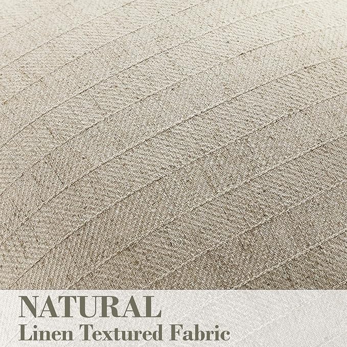 12x20 Linen Pillow Covers Natural Beige Pack of 2 Farmhouse Boho Neutral Accents Striped Textured Rectangular Lumbar Decorative Throw Pillow Cases for Living Room Couch Bed Home Decor