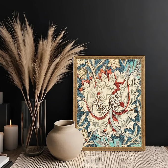 Fantasy Artists 3 piece Framed William Morris Wall Art Vintage Botanical Floral Art Wall Decor Painting Farmhouse Artwork Aesthetic Posters Prints for Living Room Bedroom Bathroom 12x16 inches