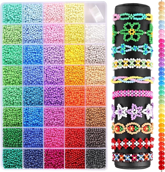 3mm Seed Beads Uniform, 39 Colors 8200pcs Small Beads for Jewelry Making, Friendship Bracelet Bead for Girls Adults