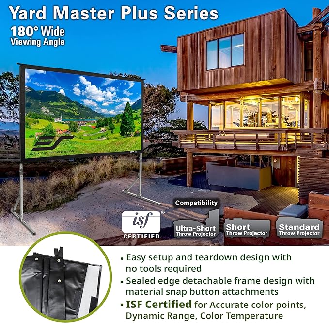 Elite Screens Yard Master Plus, 100-INCH 16:9, 8K 4K Ultra HD 3D Ready Indoor/Outdoor Portable Home Movie Theater Projector Screen, Front Projection - OMS100H2PLUS | US Based Company 2-YEAR WARRANTY