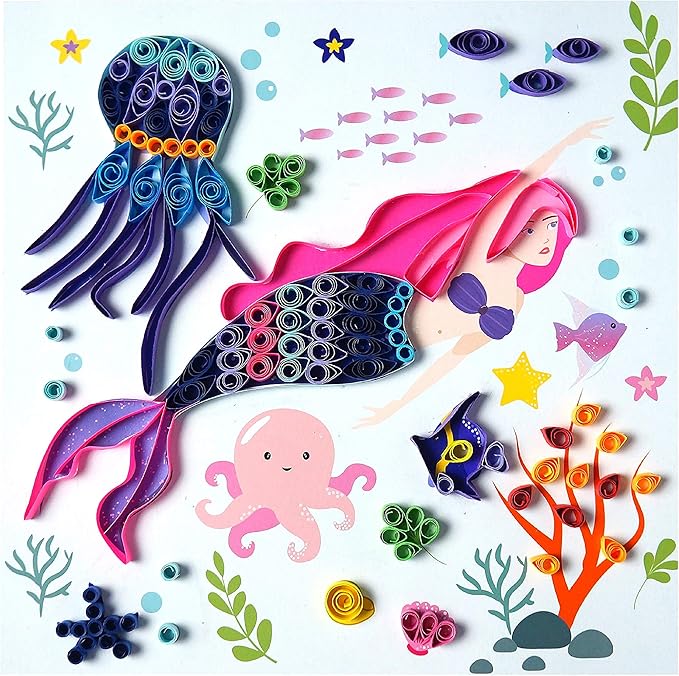 C.S. Kids DIY Quilling Arts & Crafts Gifts Fairy Tales | 3D Paper Quilling Design Kits for Kids, Make Your Own Paper Art (Strips & Tools Included)