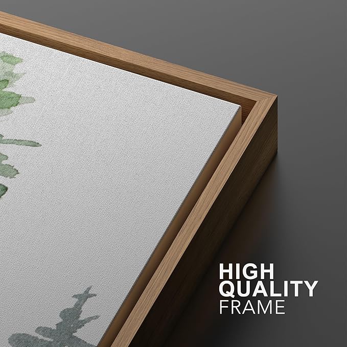 SIGNWIN Framed Wall Art Print Set Watercolor Green & Gray Forest and Birds Nature Wilderness Illustrations Modern Art Rustic Relax/Calm Multicolor for Living Room, Bedroom, Office - 24"x36"x2 Natural