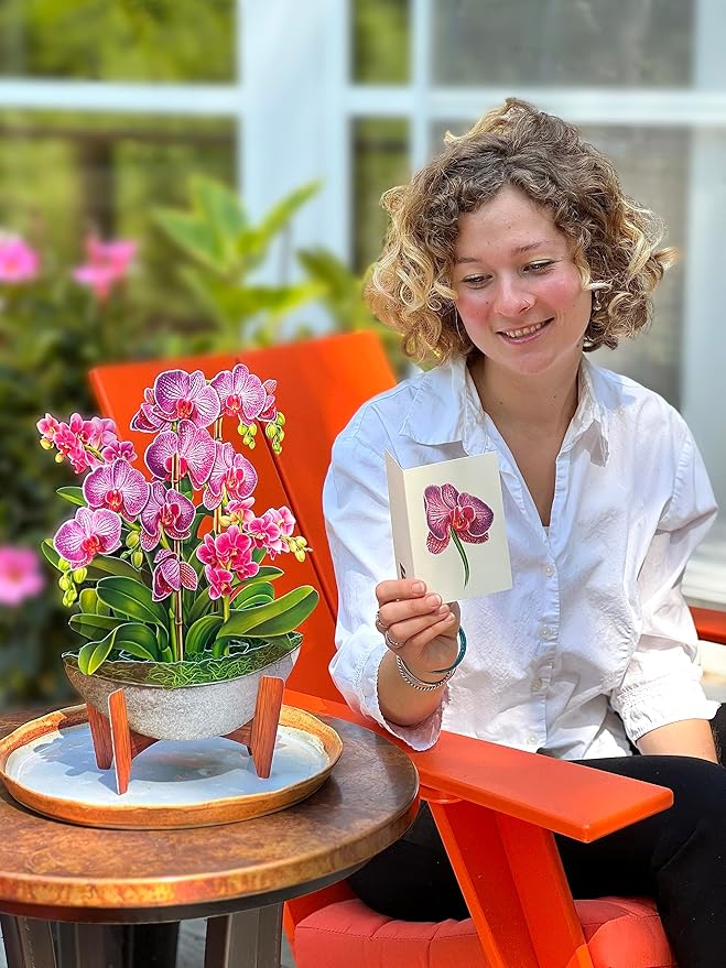 Freshcut Paper Pop Up Cards, Orchid Oasis, 12 Inch Life Sized Forever Flower Bouquet 3D Popup Greeting Card, Birthday Cards, Get Well Gifts, Blank Notecard & Envelope