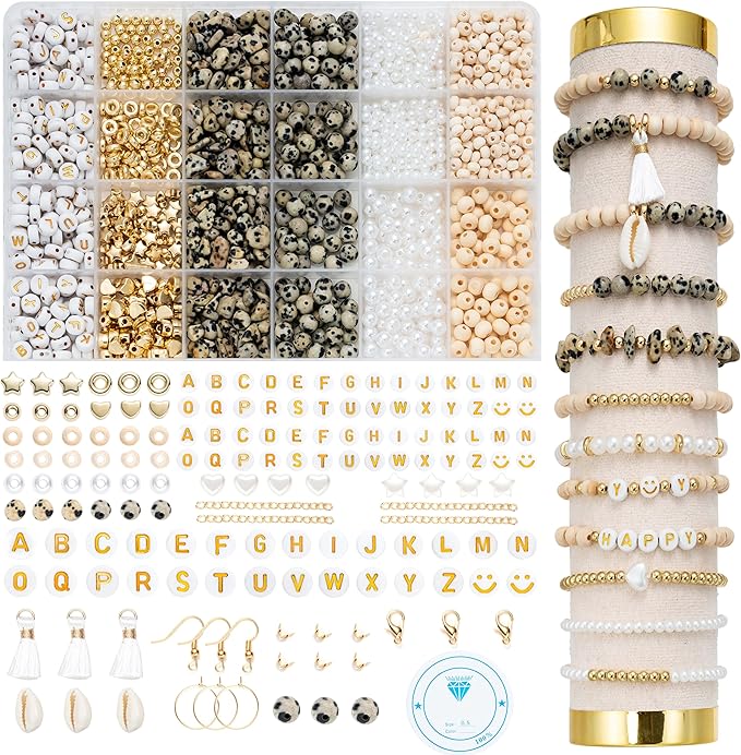 Xylise Jewelry Making Supplies Kit Natural Stone Beads for Irregular Natural Stone with for DIY Craft Bracelet Necklace Earrings for Adults (Variegated)