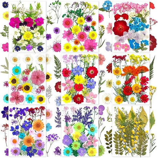 192Pcs Dried Pressed Flowers for Resin, Assorted Real Natural Bulk Dry Floral Leaves for DIY Art Crafts, Epoxy Molds, Jewelry, Soap, Candle Making, Nails Decors