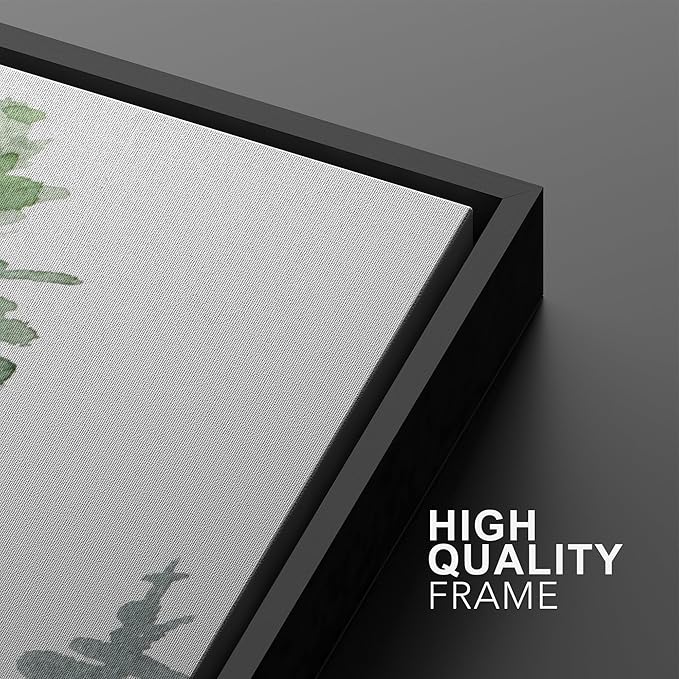 SIGNWIN Framed Wall Art Print Set Watercolor Green & Gray Forest and Birds Nature Wilderness Illustrations Modern Art Rustic Relax/Calm Multicolor for Living Room, Bedroom, Office - 16"x24"x2 Black