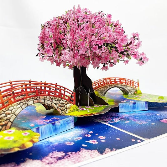 3D Pop Up Greeting Card – Handmade Cherry Blossom Tree Card for Spring, Birthday, Mother's Day, Wedding – Laser Cut Sakura Card with Envelope – Unique Floral Gift for Women, Friends, Family
