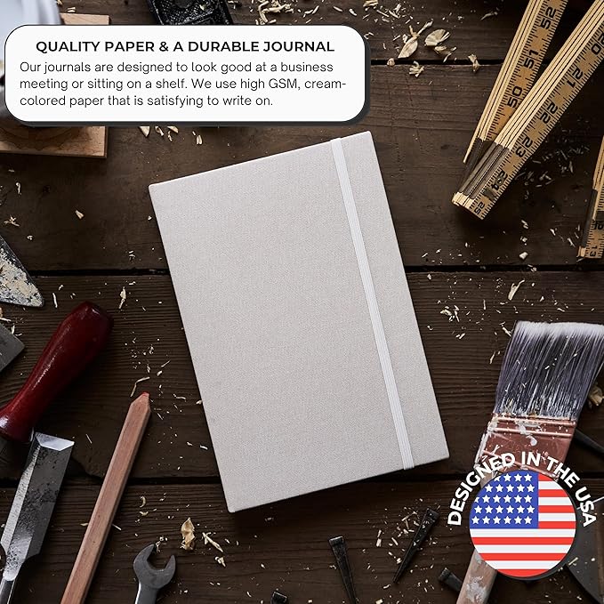 Portage Blank Hardcover Aesthetic Notebook Writing Journal – Bleed-Proof Paper Notepad for Journaling, High GSM, A5 Notebook, Cream Pages - Oatmeal, 6 x 8.5 Inches, 224 Pages