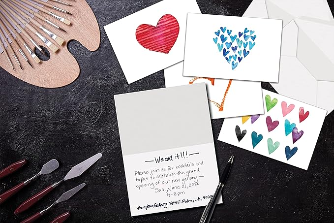 Better Office Products 100-Pack All Occasion Greeting Cards, Assorted Blank Note Cards, 4 x 6 inch, 6 Contemporary Heart Designs, Blank Inside, with Envelopes, 100 Pack