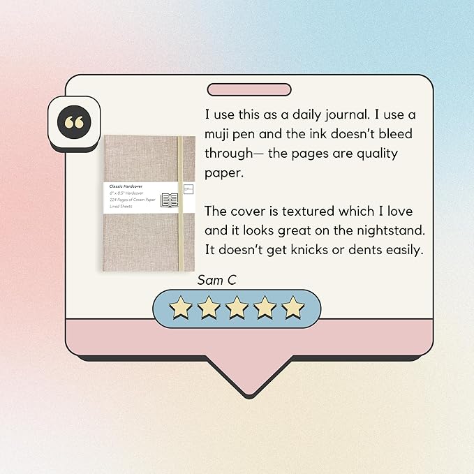Portage Lined Hardcover Aesthetic Notebook Writing Journal – Bleed-Proof Paper Notepad for Journaling, High GSM, A5 Notebook, Cream Pages - Oatmeal, 6 x 8.5 Inches, 224 Pages