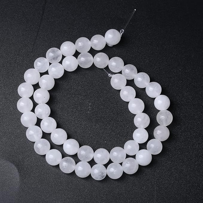 32pcs 12mm Natural White Jades Stone Beads Round Loose Spacer Beads for Jewelry Making DIY Bracelet,Energy Stone Healing Power (12mm, White Jade)