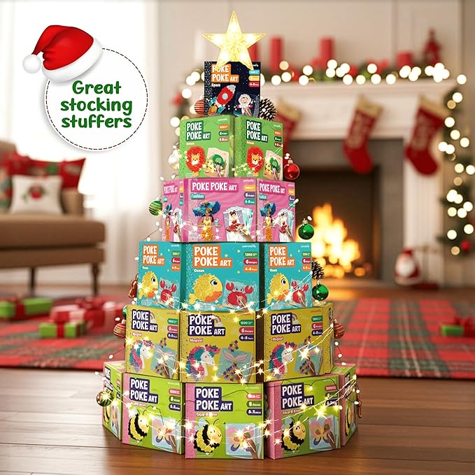 jackinthebox Poke Poke Art – Dinosaurs Theme, Mess-Free Fabric Art and Craft, Flower Pressing Kits, Gift for Kids, Toys for Girls and Boys Ages 4 5 6 7 8