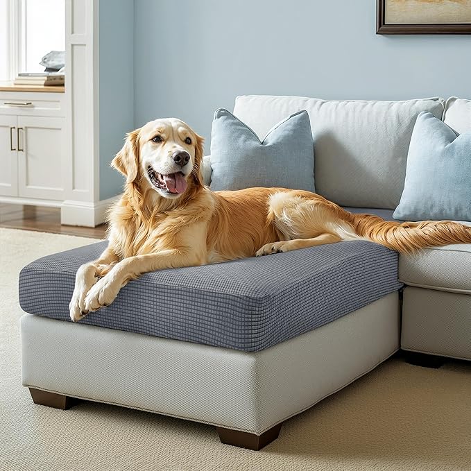 CHUN YI Stretch Sectional Couch Covers 1 Piece Chaise Lounge Slipcover L Shape Separate Cushion, Chaise Couch Cover for Both Left/Right Sectional Couch (Chaise Cover, Light Grey)