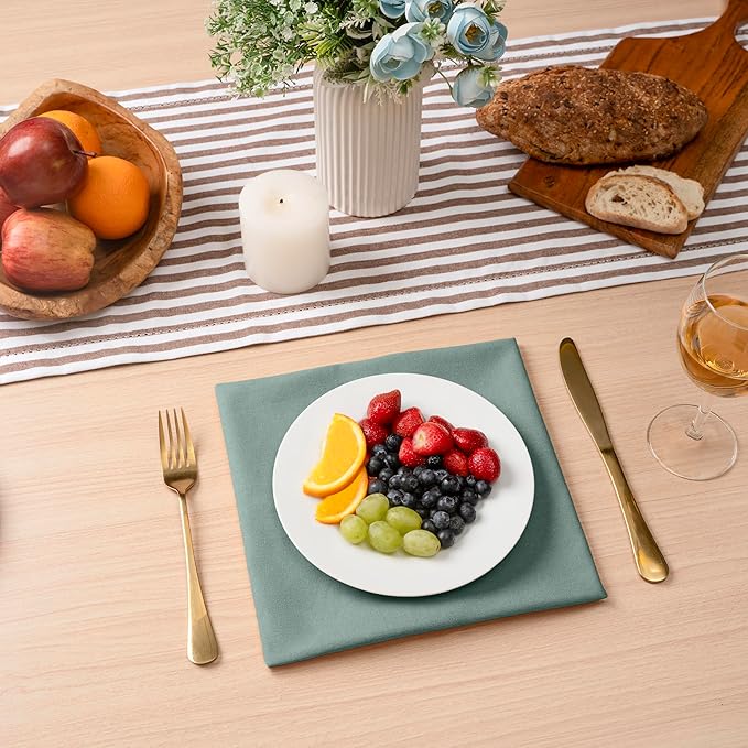 Blue Needles Solid Cloth Napkins Set of 12 Hunter Green 100% Cotton Dinner Napkins 18x18 inches - Soft, Reusable, Absorbent & Washable Linen, Ideal for Christmas Events, Parties & Everyday Use