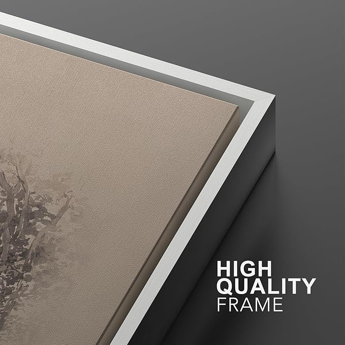 SIGNWIN Framed Canvas Print Wall Art Set Countryside Home and Trees Sepia Landscape Drawings Illustrations Modern Art Scenic Colorful for Living Room, Bedroom, Office - 16"x24"x2 White
