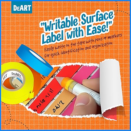 DEART 6 Pcs Colored Masking Tape, Extra Long 1008 Feet or 360 Feet x 1 Inch Painters Tape, Color Painter Tape for Arts & Crafts Labeling or Coding, Kids Art Supplies (360 ft)
