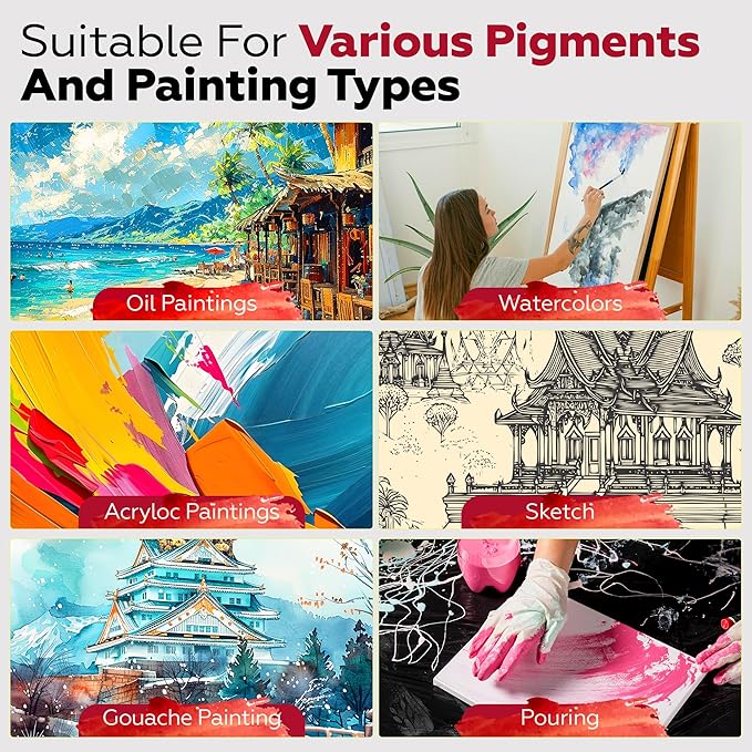 Stretched Canvas for Painting,10Pack 8X8 Inch Stretched White Blank Canvas,8 Oz Triple Primed 5/8" Profile Stretched Canvases,100% Cotton,Canvas for Painting, for Acrylics, Oils