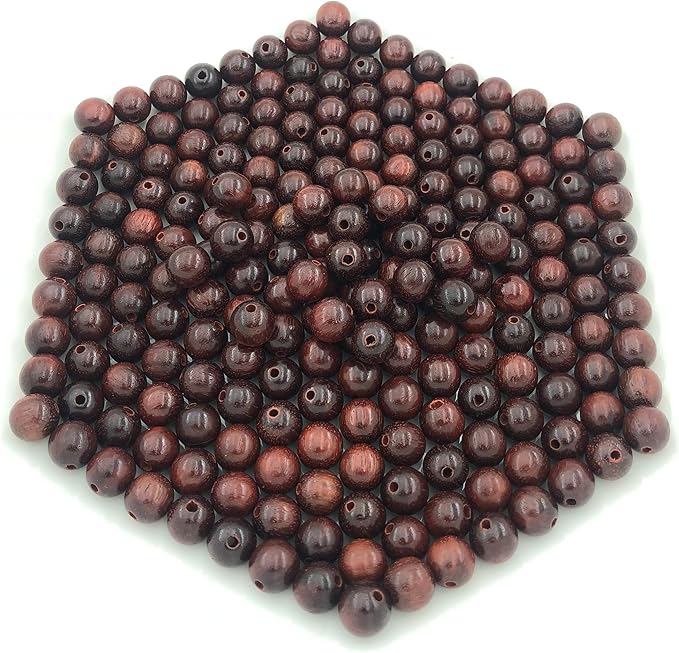 CarpenterC 200pcs 6mm Gorgeous Natural Round Polished Rosewood Loose Beads for Jewelry Making DIY Handmade Crafts
