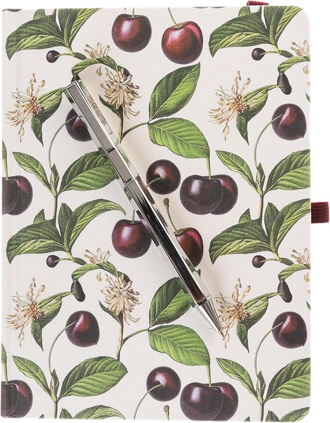 Graphique Cerise Lined Journal Plus Pen Luxe Collection, Hardcover Diary Notebook for Writing, Silver Foil Embossing, 160 Pages, 6” x 8”