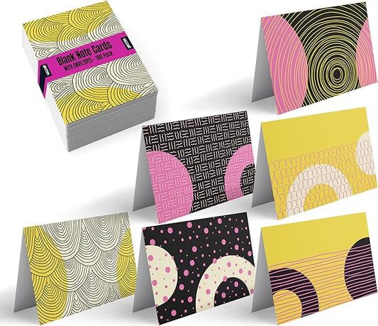 Better Office Products 100-Pack All Occasion Greeting Cards, Modern Art Designs, Assorted Blank Note Cards, 4 x 6 inch, 6 Exclusive Abstract Designs, Blank Inside, with Envelopes