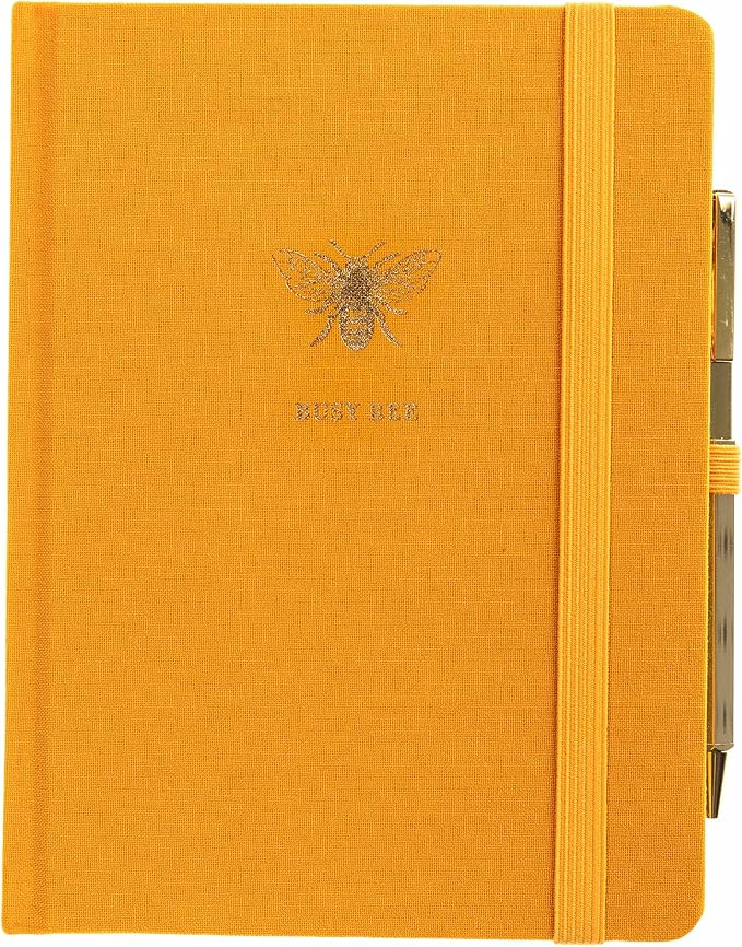 Graphique Bee Lined Journal Plus Pen Luxe Collection, Hardcover Diary Notebook for Writing, Gold Foil Embossing, 160 Pages, 6” x 8”