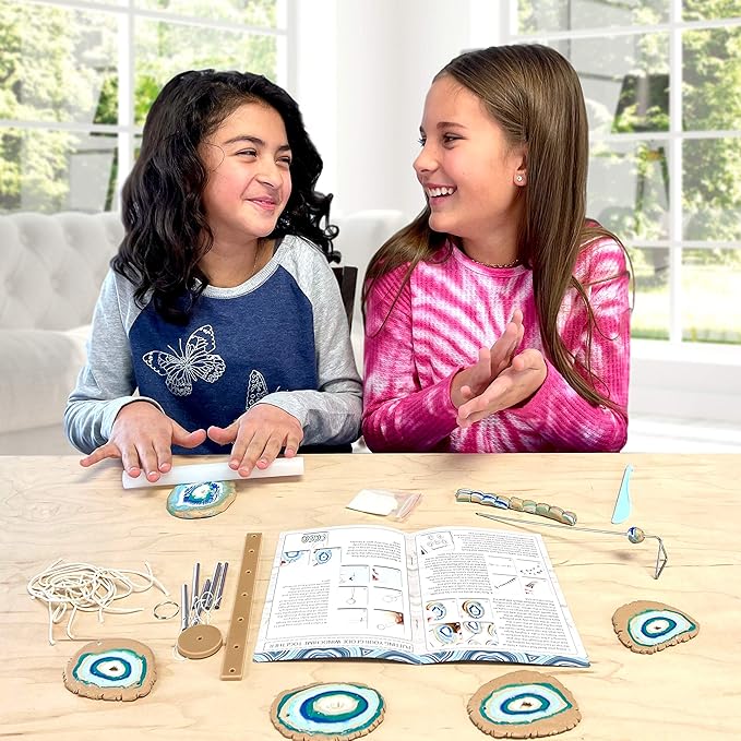 Hapinest Make Your Own Clay Geode Wind Chime Craft Kit for Kids Girls Teens, DIY Wind Chime Kit Crafting Projects for Home & Garden, Art Craft Supplies Clay Kit for Kids Ages 8 9 10 11 12 Years & Up