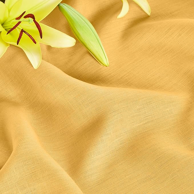 Solino Home Linen Table Runner 120 Inches Long - 100% Pure Linen Mustard Yellow Table Runner 14 x 120 Inch for Spring, Easter - Fete