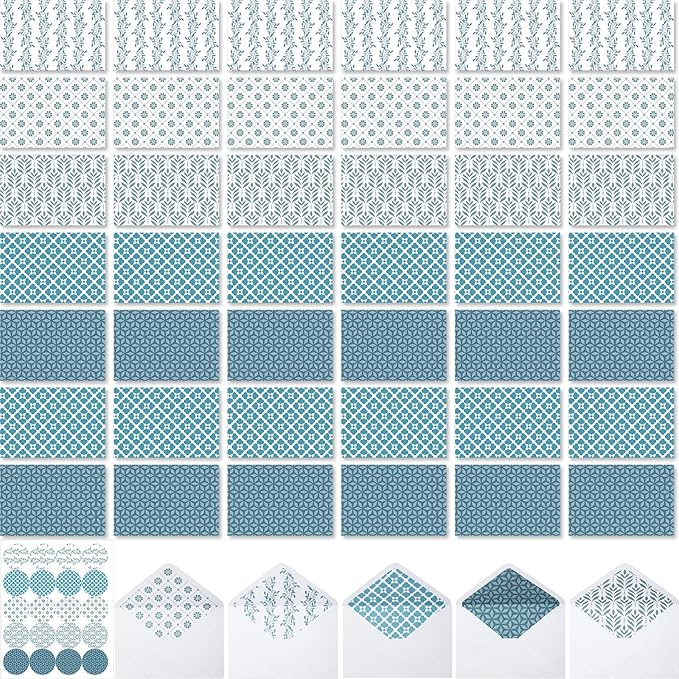 Tenceur 100 Pack Assorted Blank Note Cards with Envelopes and Stickers Floral Greeting Cards 4 x 6 Inch Stationary Postcards for Office Home Business Supplies (Floral)