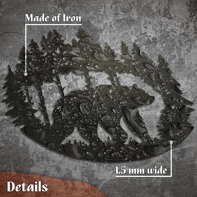DIMARONGTON Bear Metal Wall Decor, 13x11 Black Iron Bear Silhouette, Cabin Decor for Wall or Fence, Wildlife Gift for Porch, Patio, Man Cave