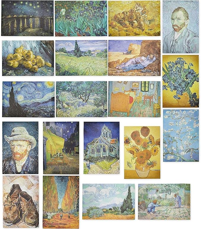 The Gifted Stationery Van Gogh Wall Art Prints - 20-Pack, 13 x 19 in Multicolored Matte Paper - Office & Dorm Room Decor, Apartment Wall Art Poster Pack
