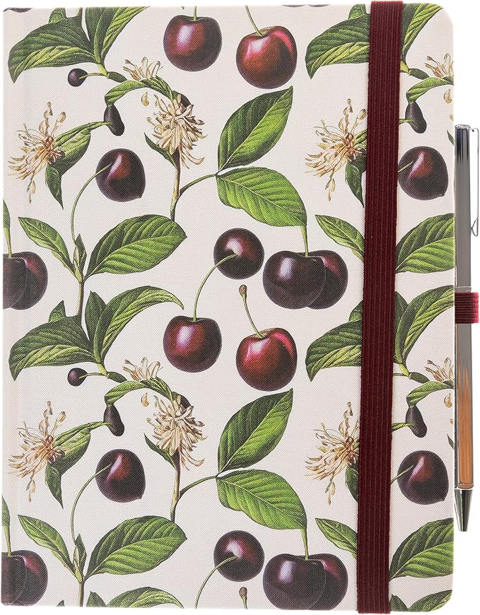 Graphique Cerise Lined Journal Plus Pen Luxe Collection, Hardcover Diary Notebook for Writing, Silver Foil Embossing, 160 Pages, 6” x 8”