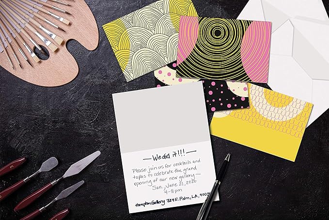 Better Office Products 100-Pack All Occasion Greeting Cards, Modern Art Designs, Assorted Blank Note Cards, 4 x 6 inch, 6 Exclusive Abstract Designs, Blank Inside, with Envelopes