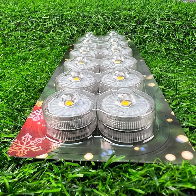 HL Submersible LED Light,Blue Small LED Light,100 Hours Waterproof Flameless Led Lights Battery Powered for Wedding Home Vase Festival Party Decoration 12pcs (Built-in 24 Batteries)