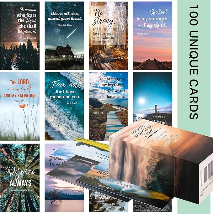 BRYTEFY 100 Daily Inspirational Bible Verse Cards with Unique Quotes, Perfect for Christmas Gifts