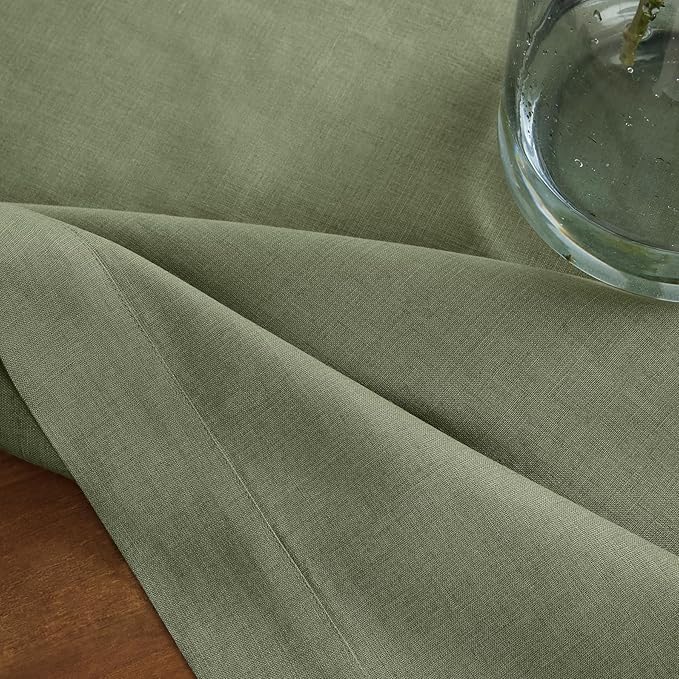 Solino Home Linen Oil Green Table Runner 108 Inches Long - 100% Pure Linen 14 x 108 Inch Table Runner for Spring, St Patricks Day, Easter - Fete