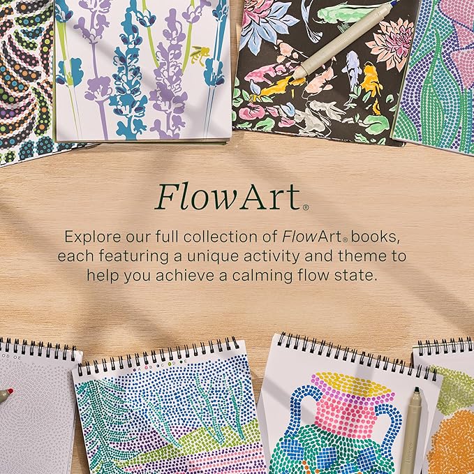 Lifelines FlowArt Activity Pad, 2-Pack & Bonus Pad - Guided Art Meditations with Markers - Mediterranean Mosaic Designs & Animal Hidden Patterns - Coloring Books for Tweens, Adults & Seniors
