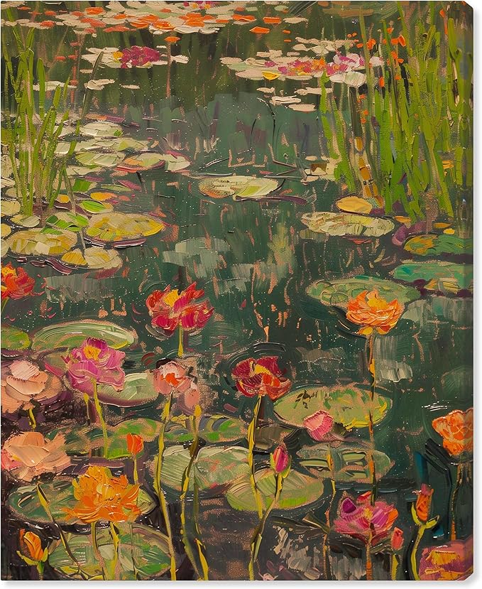 Art Remedy Afternoon Visit Gallery Wrapped Impressionism 1 Piece Canvas Wall Art/Monet And Van Gogh Inspired Art, 24" x 30", Gallery Wrapped