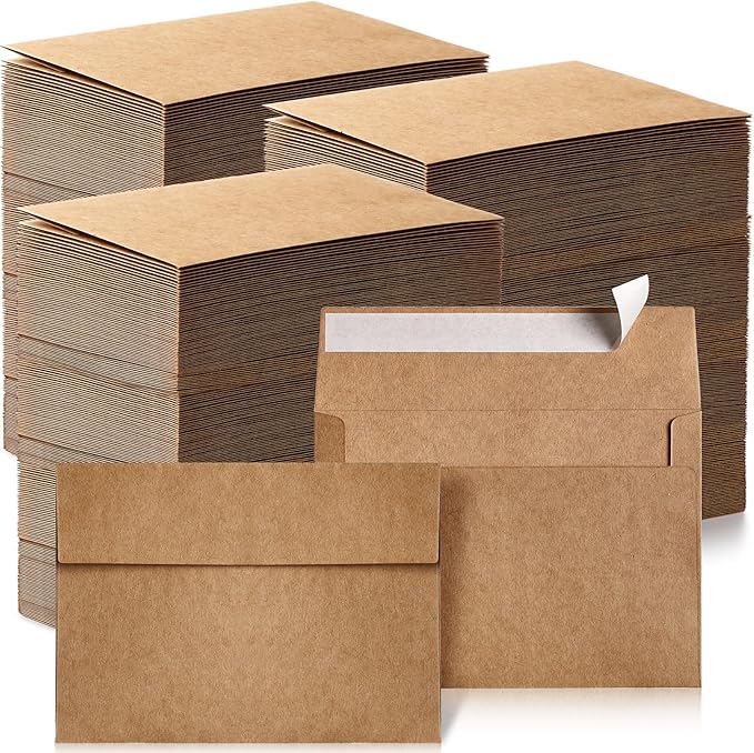 Fainne 1200 Pack Brown Envelopes Bulk, Kraft Envelopes for Invitation, 120 GSM Gift Card for Office, Gift, Party, Baby Shower, Wedding (A4,4.25 x 6.25")