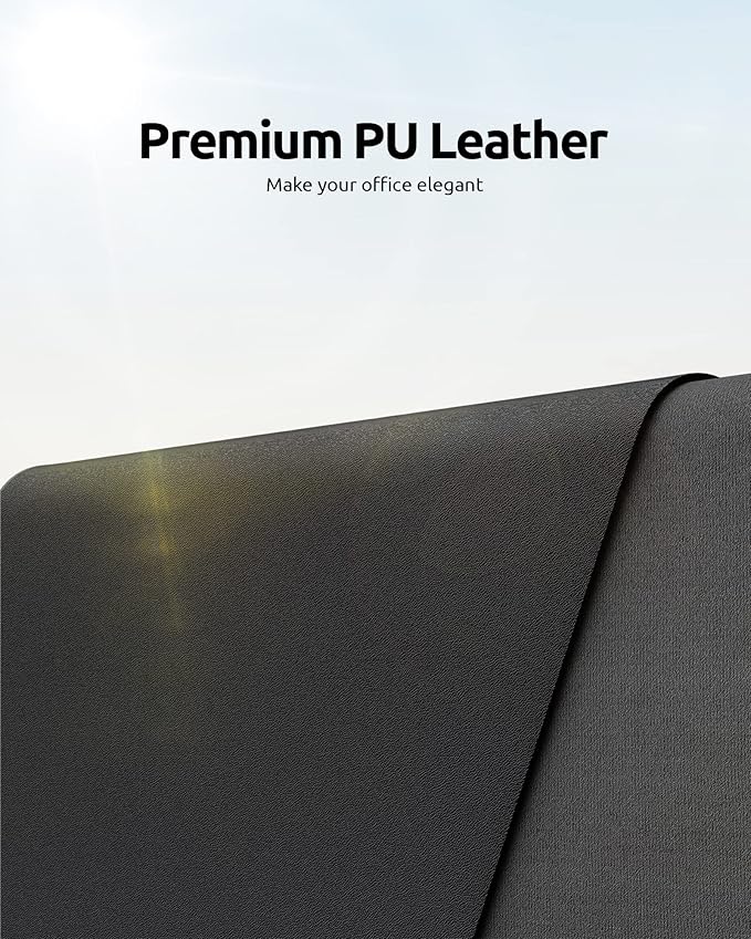 YSAGi Leather Desk Protector, Non-Slip Large Mouse Pad, Waterproof PU Laptop Mat Table Pad for Office and Home (90 x 43 cm, Black)